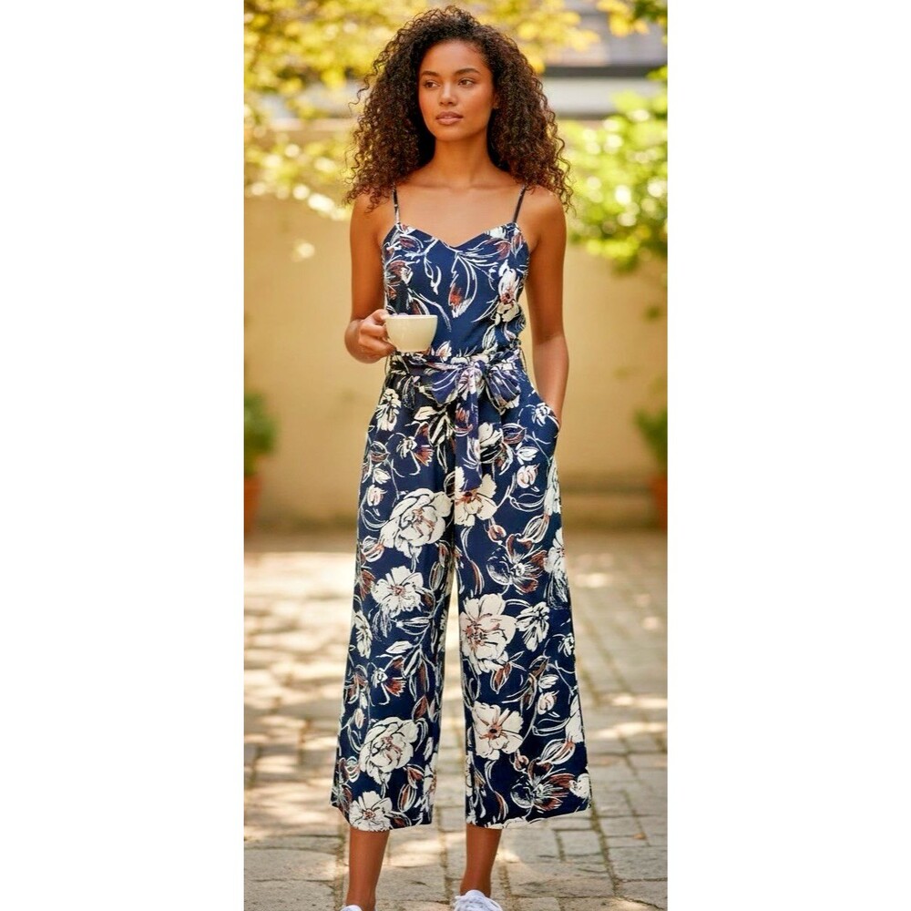 Honey & Rosie NWOT cropped leg floral womens summer jumpsuit Large party wedding